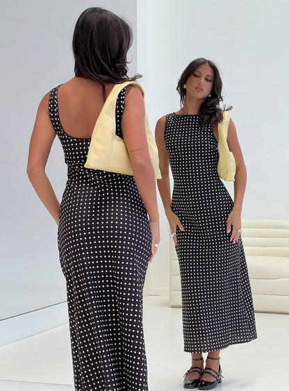 Robe Midi Femme Sans Manches à Pois – Encolure Ronde Silhouette Fluide