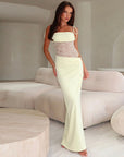 Robe Maxi à Empiècements en Dentelle Femme – Sans Manches Coupe Ajustée Évasée
