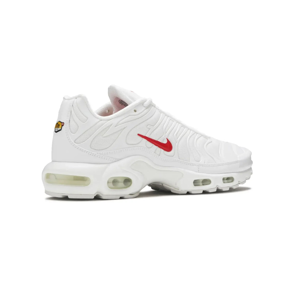 Nike Air Max Plus TN x Supreme White Speed Red baskets homme et femme en mesh et TPU blanc rouge, détail semelle