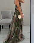 Robe maxi femme en mesh floral – Buste ajusté jupe fluide