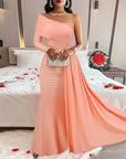 Robe Femme Maxi Épaules Dénudées – Silhouette Élancée et Fluide