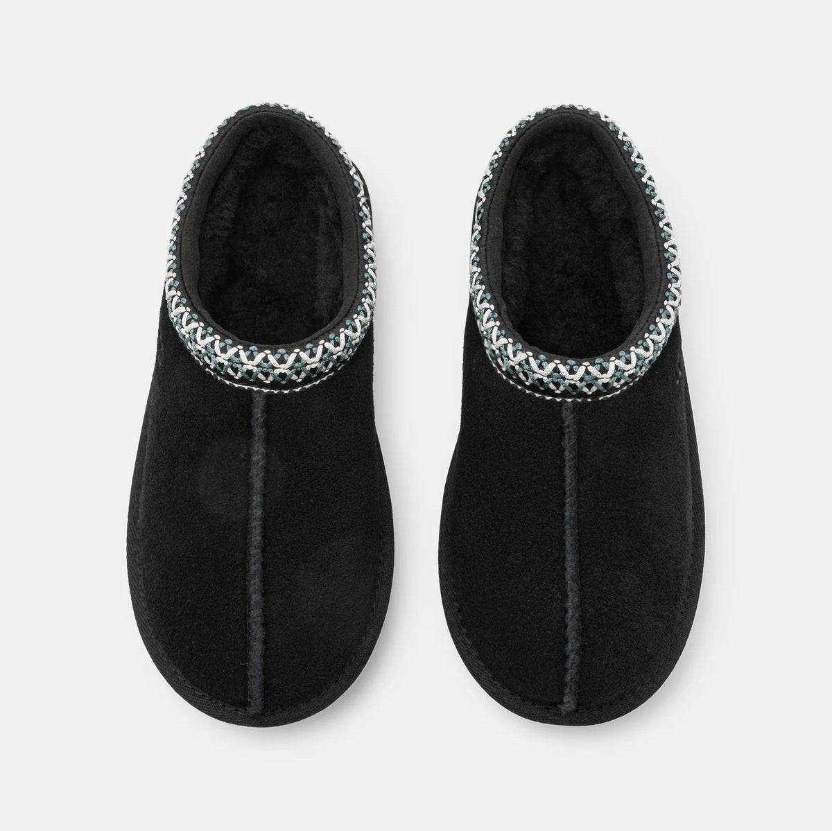 UGG Tasman II Black chaussons homme et femme en daim et peau de mouton noir, détail intérieur