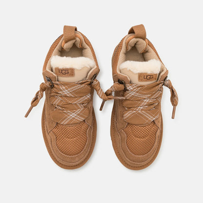 UGG Lowmel Chestnut baskets enfant en daim et textile recyclé marron chestnut, vue arrière