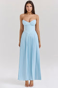 Robe Maxi Femme Bustier Plissée – Corset Ajusté