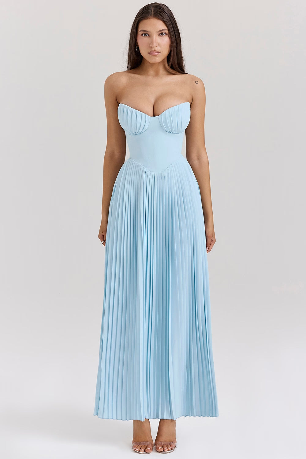 Robe Maxi Femme Bustier Plissée – Corset Ajusté