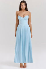 Robe Maxi Femme Bustier Plissée – Corset Ajusté