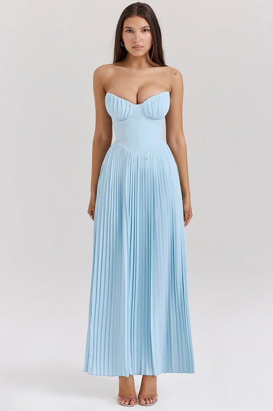 Robe Maxi Femme Bustier Plissée – Corset Ajusté