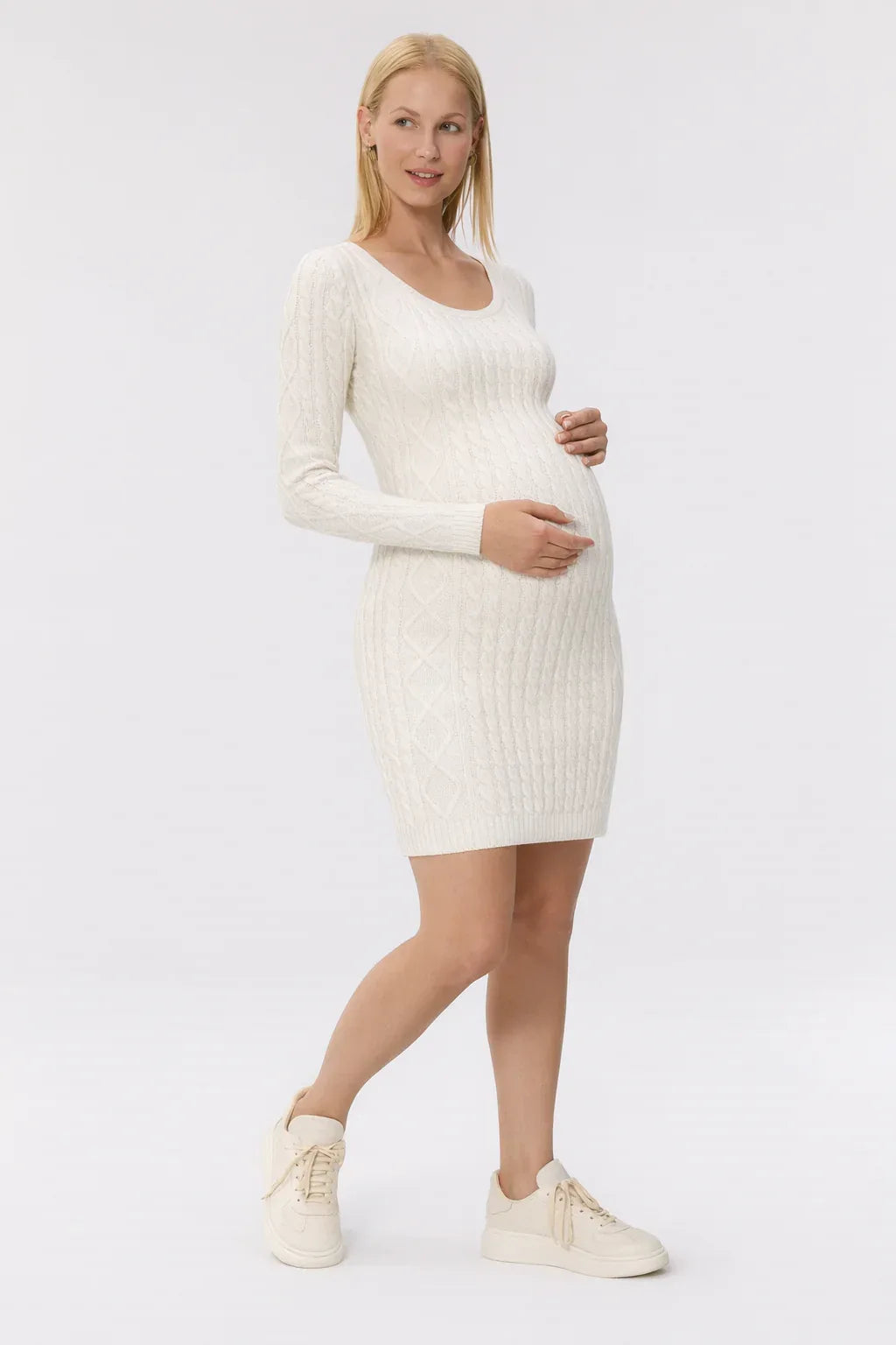 Robe Pull Femme en tricot torsadé, dos nu, coupe moulante – Menvelo