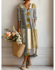 Robe Midi Femme Imprimée – Coupe Fluide et Col en V Bohème