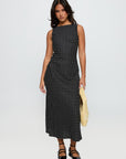 Robe Midi Femme Sans Manches à Pois – Encolure Ronde Silhouette Fluide
