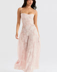 Robe longue à fines bretelles femme – coupe ajustée ourlet évasé