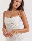 Robe longue à fines bretelles femme – coupe ajustée ourlet évasé