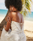 Robe longue à fines bretelles femme – coupe ajustée ourlet évasé