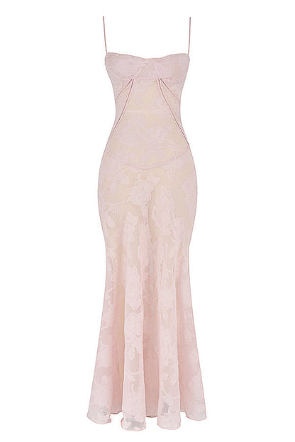 Robe longue à fines bretelles femme – coupe ajustée ourlet évasé