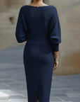 Robe Midi en Maille pour Femme – Manches Chauve-Souris Coupe Ajustée