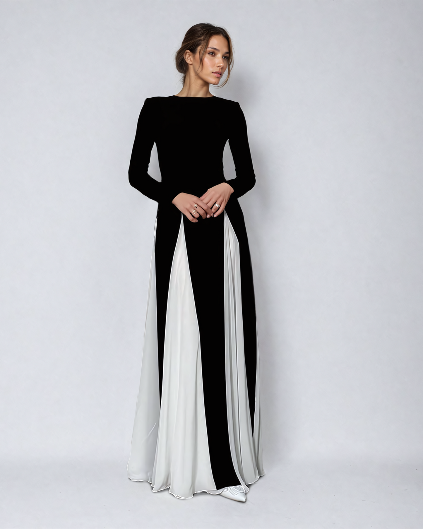 Robe Longue Structurée à Manches Longues pour Femme – Coupe Ajustée Style Soirée