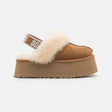 UGG Funkette Chestnut – Mules Plateforme Femme en Daim et Peau de Mouton