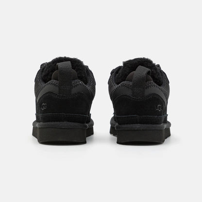 UGG Lowmel Black baskets homme et femme en daim et textile recyclé noir, détail semelle