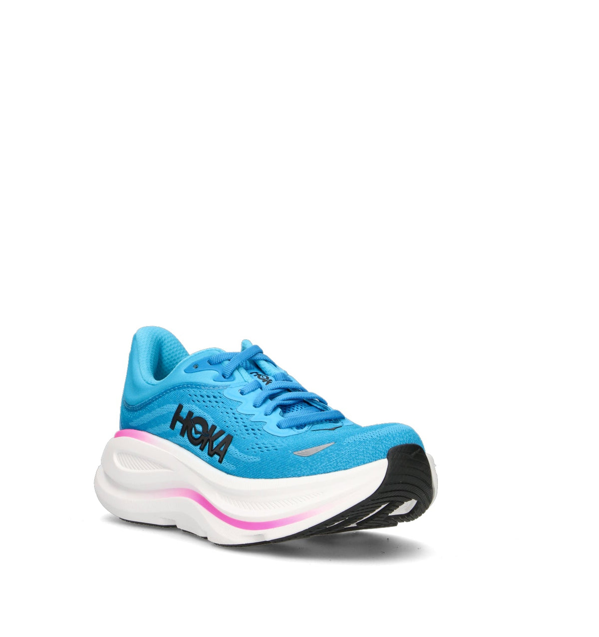 HOKA Bondi 9 Skyward Blue Neon Fuchsia Femme Chaussures Running Amorti Maximal