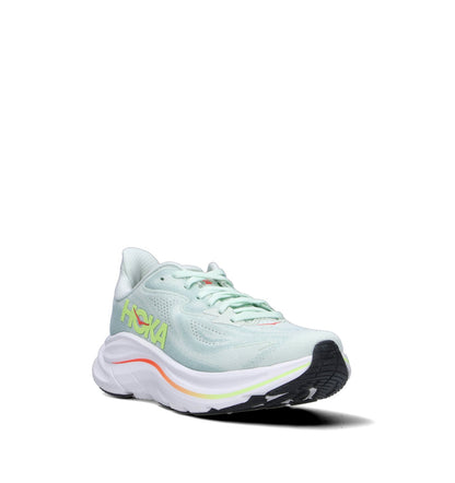 HOKA Clifton 10 Sea Glass Neon Flame Femme Chaussures Running Amorti Équilibré
