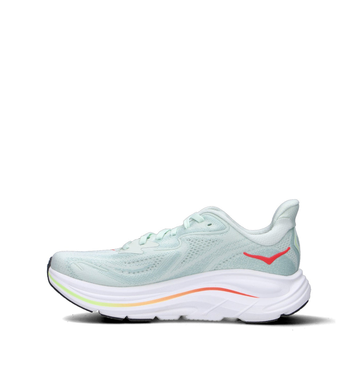 HOKA Clifton 10 Sea Glass Neon Flame Femme Chaussures Running Amorti Équilibré