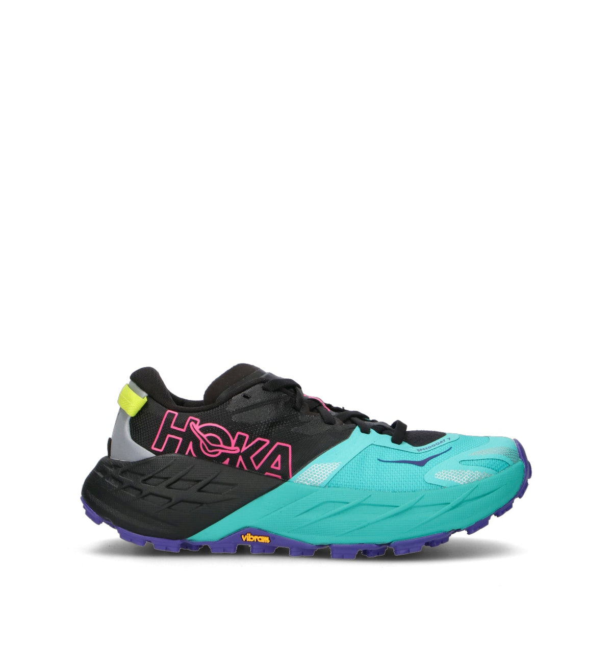 HOKA Speedgoat 7 Black Electric Aqua Femme Chaussures Trail Running Vibram Megagrip