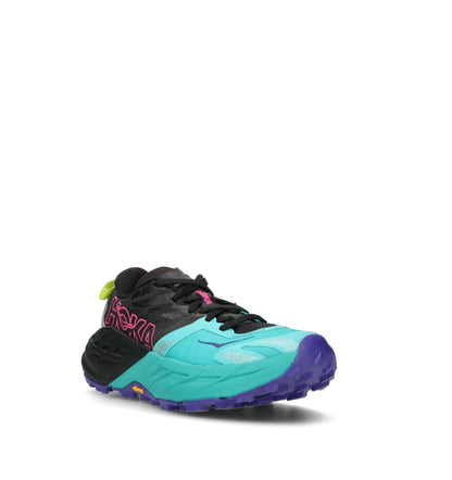 HOKA Speedgoat 7 Black Electric Aqua Femme Chaussures Trail Running Vibram Megagrip