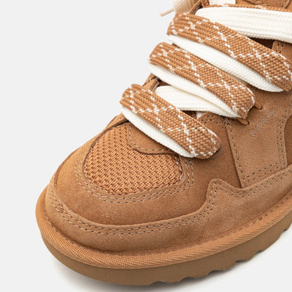 UGG Lowmel Lo Chestnut baskets femme en daim et textile recyclé marron chestnut, vue de dessus
