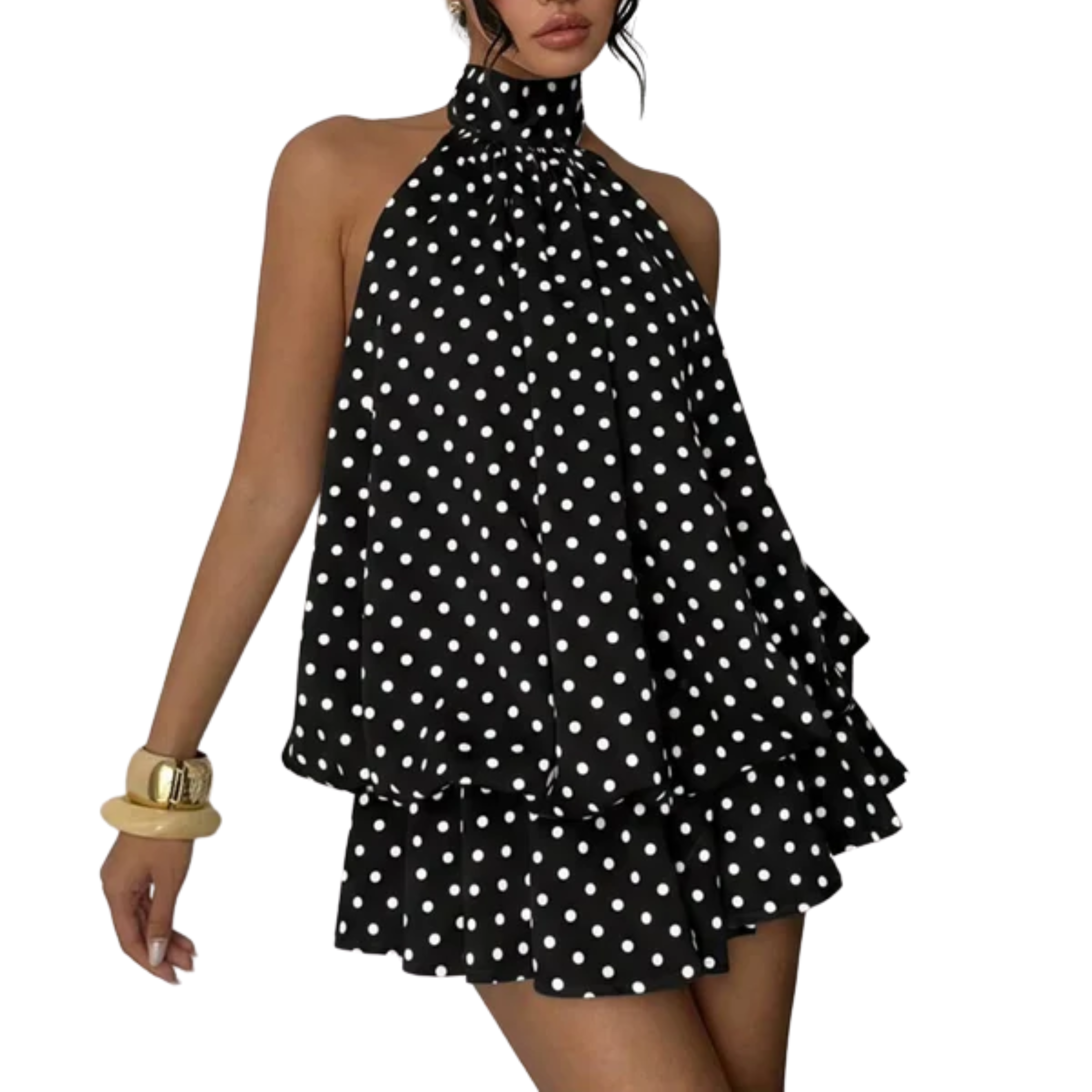 Robe Mini Femme en tissu léger, dos nu, coupe fluide – Menvelo