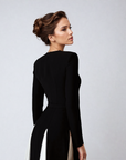 Robe Longue Structurée à Manches Longues pour Femme – Coupe Ajustée Style Soirée
