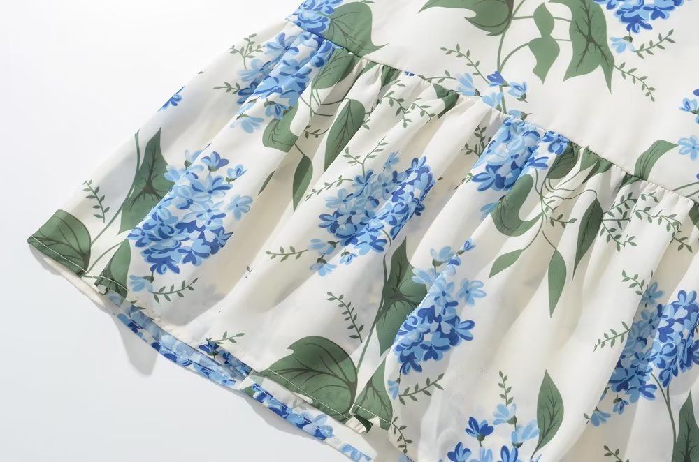 Robe Longue Fleurie Femme – Légère Lacets Coupe Ajustée