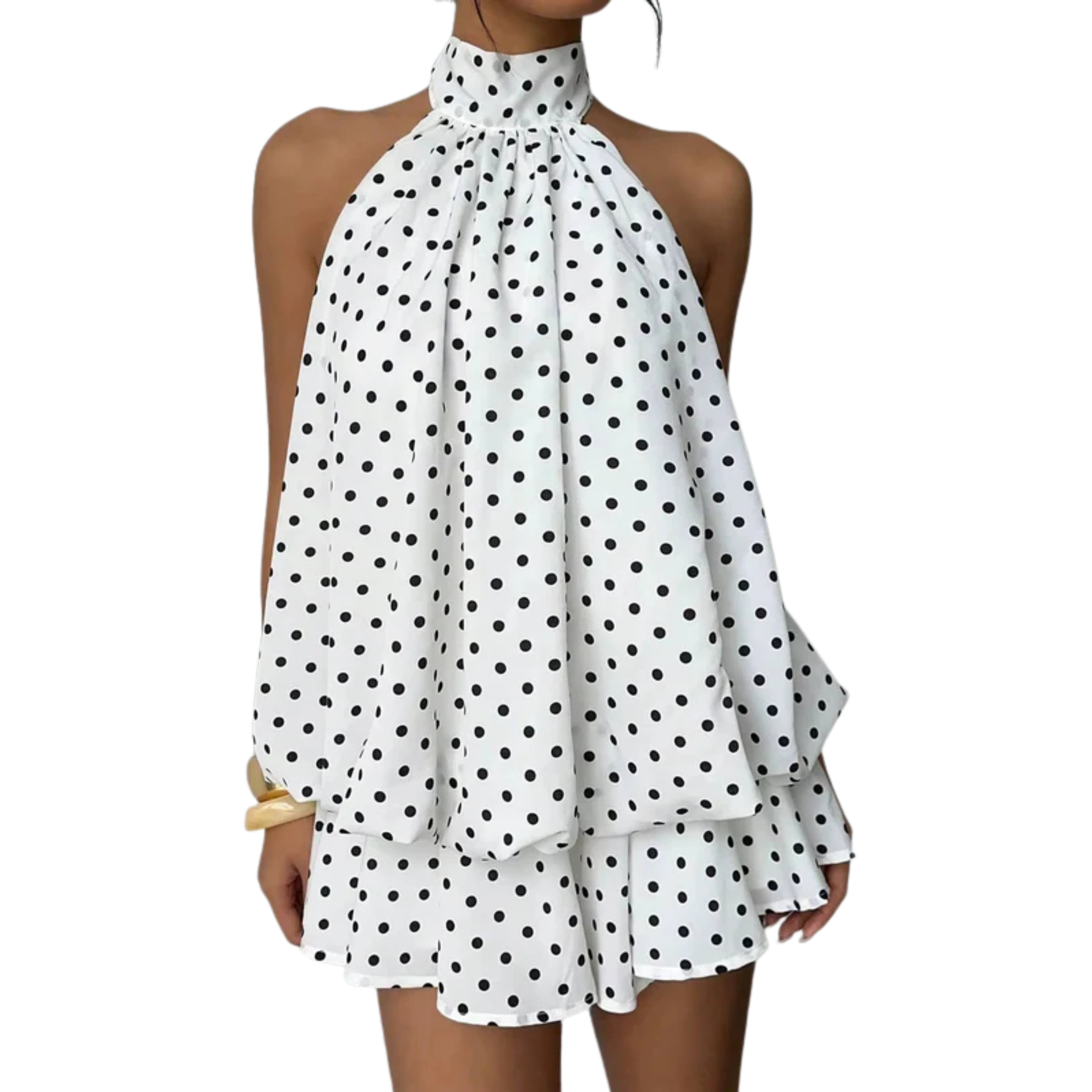 Robe Mini Femme en tissu léger, dos nu, coupe fluide – Menvelo