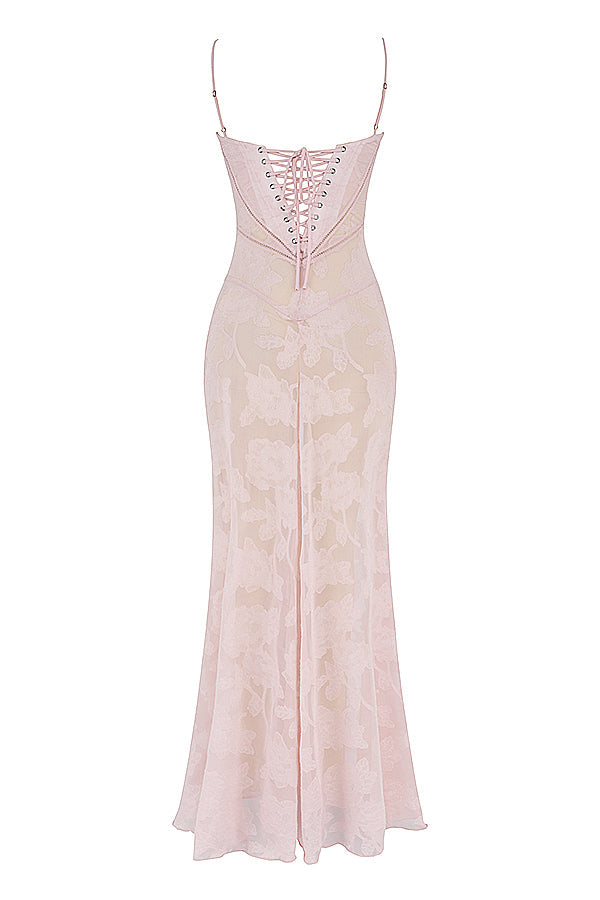 Robe longue à fines bretelles femme – coupe ajustée ourlet évasé