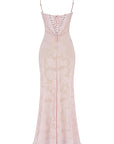 Robe longue à fines bretelles femme – coupe ajustée ourlet évasé