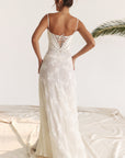 Robe longue à fines bretelles femme – coupe ajustée ourlet évasé
