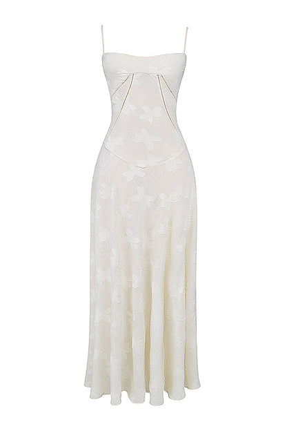 Robe longue à fines bretelles femme – coupe ajustée ourlet évasé