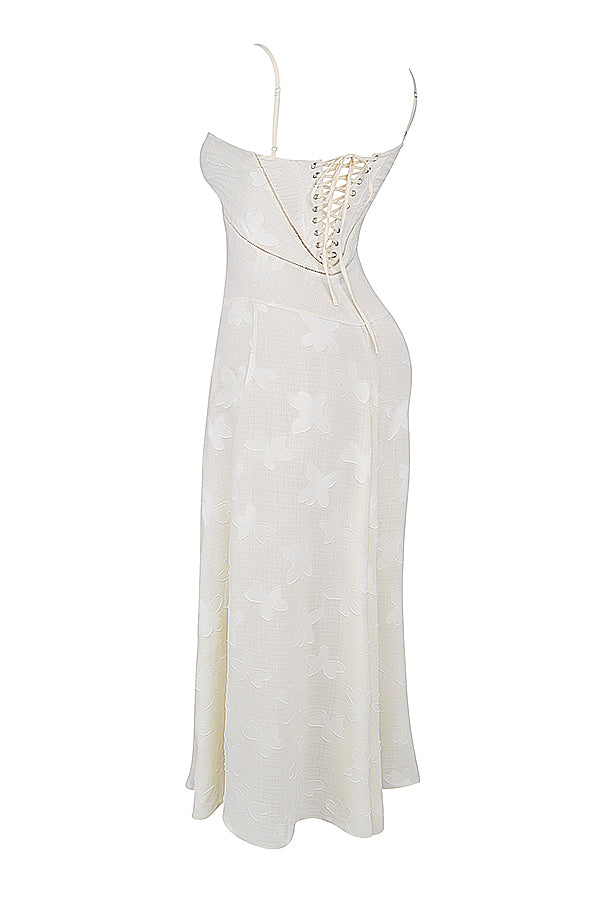 Robe longue à fines bretelles femme – coupe ajustée ourlet évasé