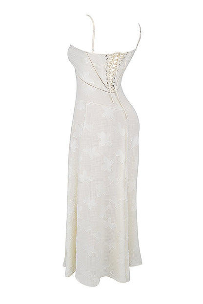 Robe longue à fines bretelles femme – coupe ajustée ourlet évasé