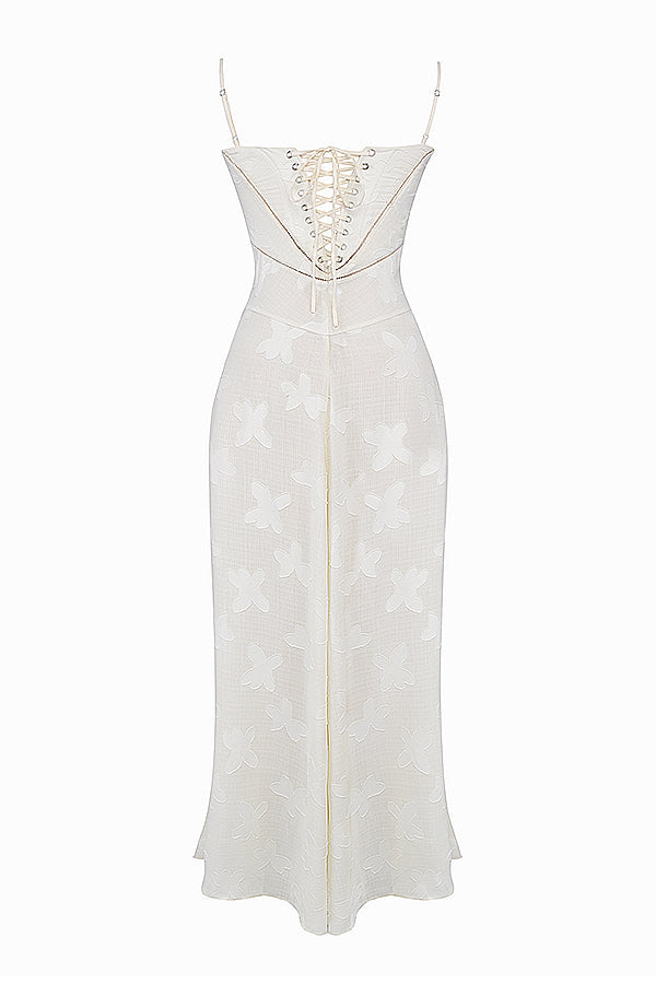 Robe longue à fines bretelles femme – coupe ajustée ourlet évasé