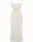Robe longue à fines bretelles femme – coupe ajustée ourlet évasé