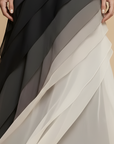 Robe Maxi Femme Chiffon Dégradé – Coupe Asymétrique Superposée Sans Manches