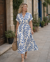 Menvelo Robe Midi Femme Col V Coupe Fluide Avec Poches