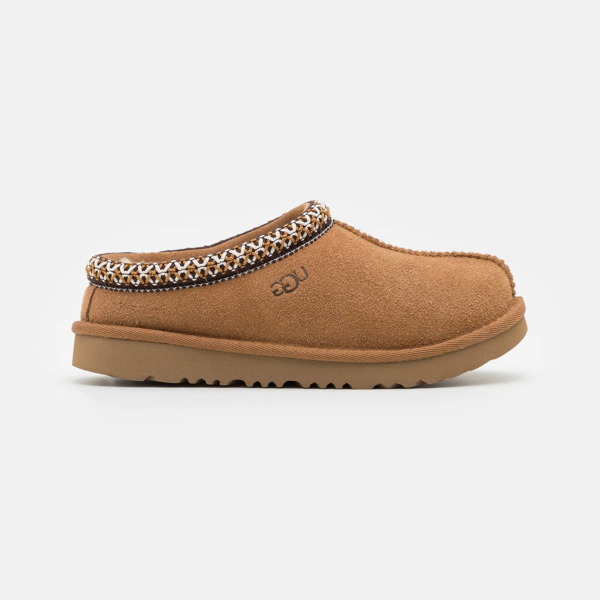 UGG Tasman II Chestnut chaussons homme et femme en daim et peau de mouton marron chestnut, vue de profil