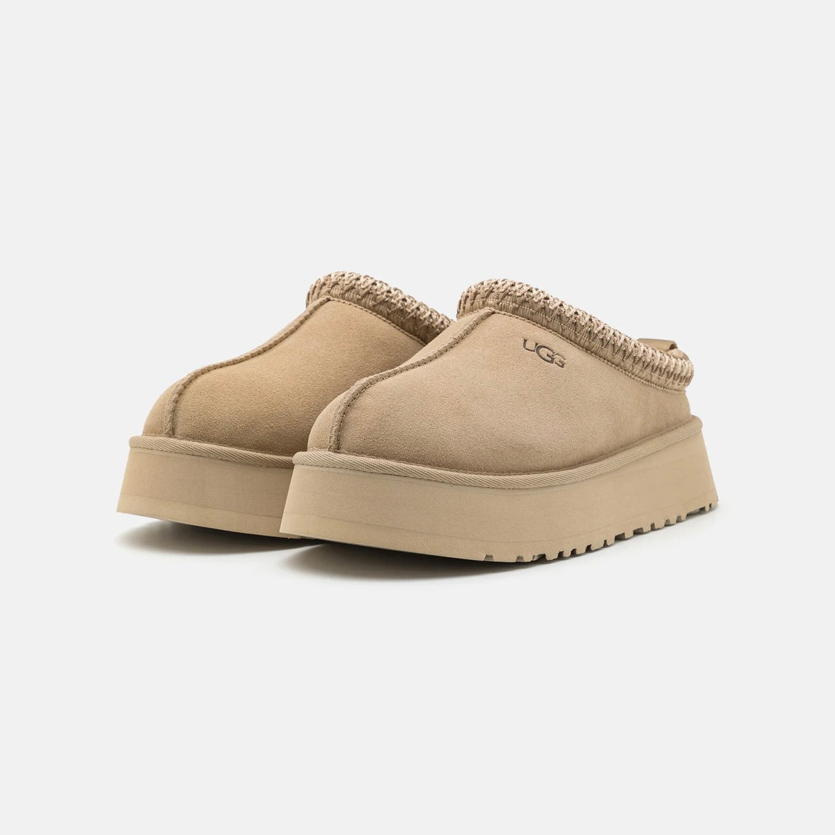 UGG Tazz Mustard Seed chaussons à plateforme femme en daim et peau de mouton moutarde, vue de face