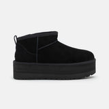 UGG Classic Ultra Mini Plateforme Black – Bottines Plateforme Femme en Daim et Peau de Mouton