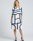 Robe Chemise Femme Imprimé Géométrique – Coupe Trapèze Midi