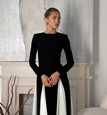 Robe Longue Structurée à Manches Longues pour Femme – Coupe Ajustée Style Soirée
