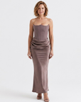 Robe Longue Femme Bustier Moulante – Fronces Structurées