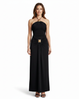 Robe Longue Femme Dos Nu Col Licou – Détail Anneau Métallique à la Taille
