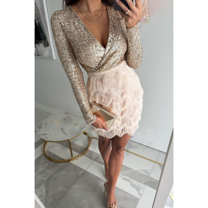Robe Midi Femme en stretch, à paillettes, coupe confortable – Menvelo